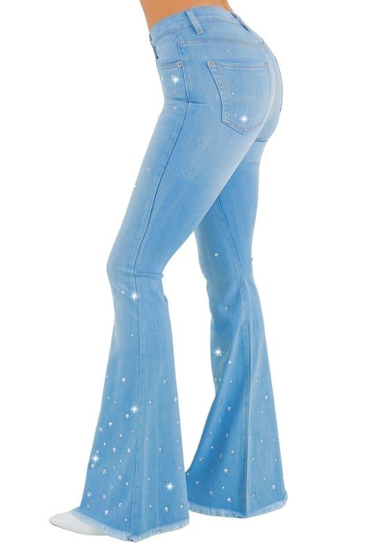 Vegas Glam Bell Bottom Jean in Medium Wash - Tigbul's Variety Fashion Shop