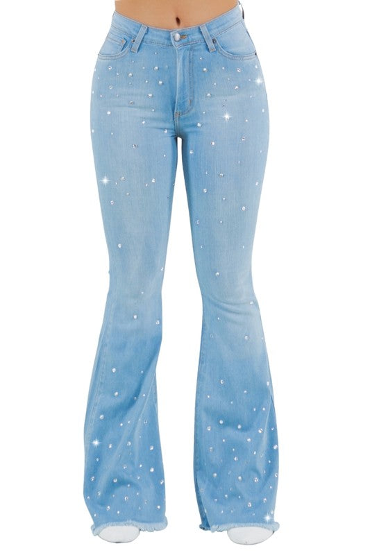 Vegas Glam Bell Bottom Jean in Medium Wash - Tigbul's Variety Fashion Shop