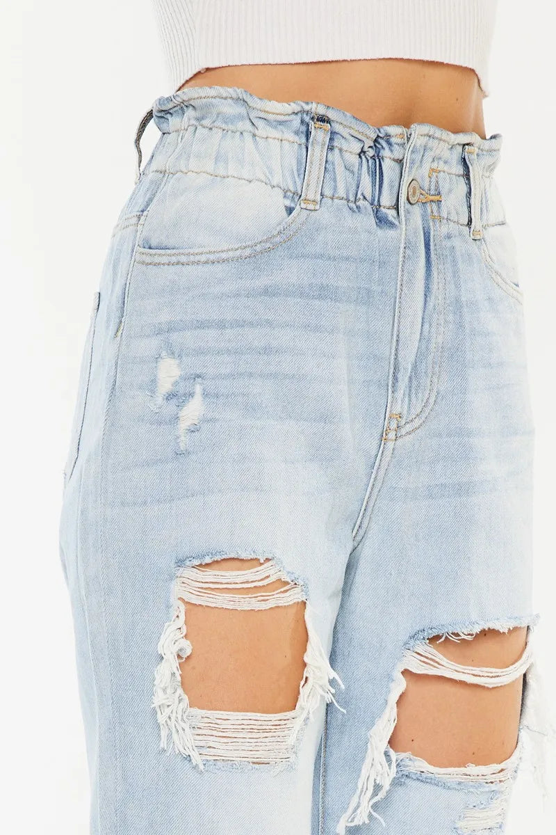 Kancan Open Pack Paperbag Mom Jeans - Tigbul's Variety Fashion Shop