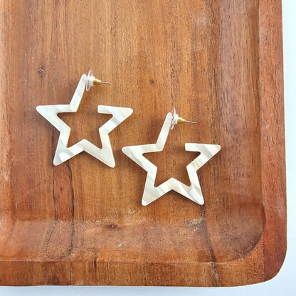 Star Hoops - Ivory - Tigbul's Variety Fashion Shop