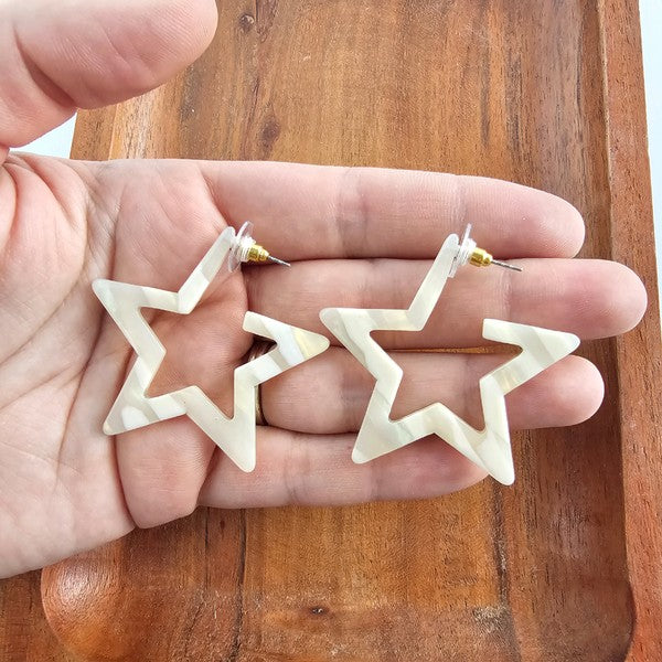 Star Hoops - Ivory - Tigbul's Variety Fashion Shop
