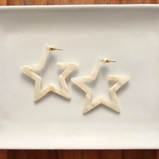 Star Hoops - Ivory - Tigbul's Variety Fashion Shop