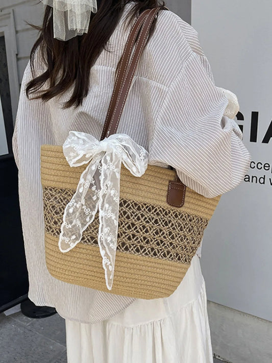 Woven Straw Shoulder Bag - Tigbul's Variety Fashion Shop