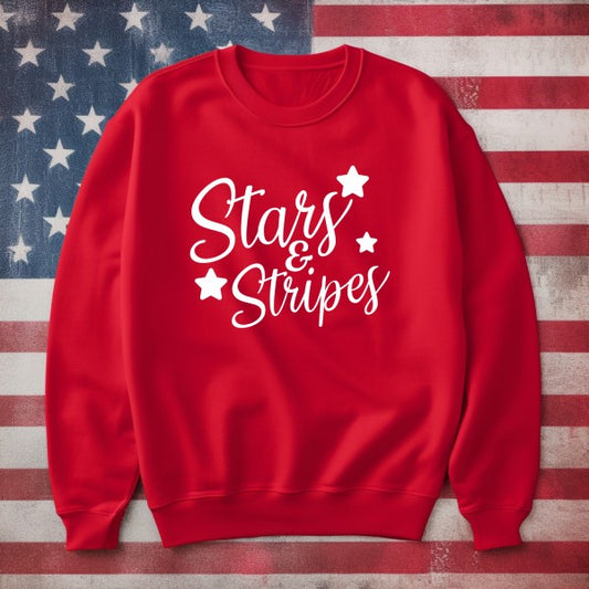 Stars N Stripes Crewneck Sweatshirt - Tigbul's Variety Fashion Shop