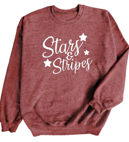 Stars N Stripes Crewneck Sweatshirt - Tigbul's Variety Fashion Shop