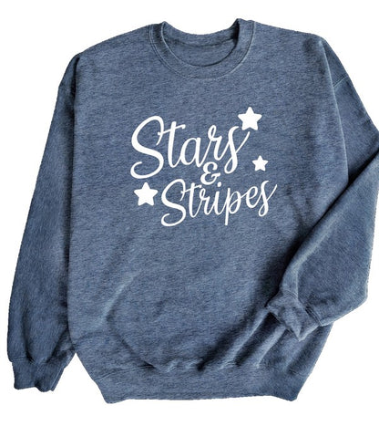 Stars N Stripes Crewneck Sweatshirt - Tigbul's Variety Fashion Shop