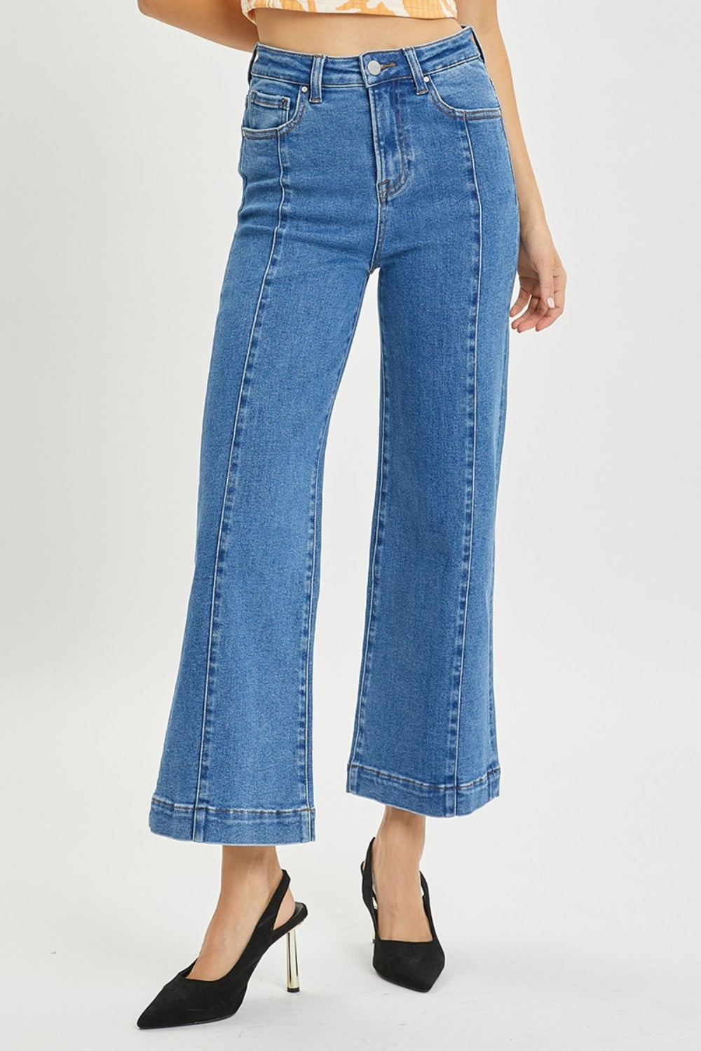 Blue High Rise Wide Leg Jeans - Tigbul's Variety Fashion Shop