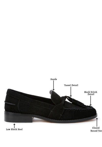 Rhone Tassels Detail Suede Loafers - Tigbul's Variety Fashion Shop