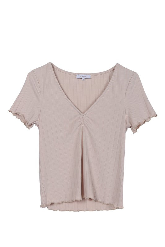 Short Sleeve V Neck Top - Tigbul's Variety Fashion Shop