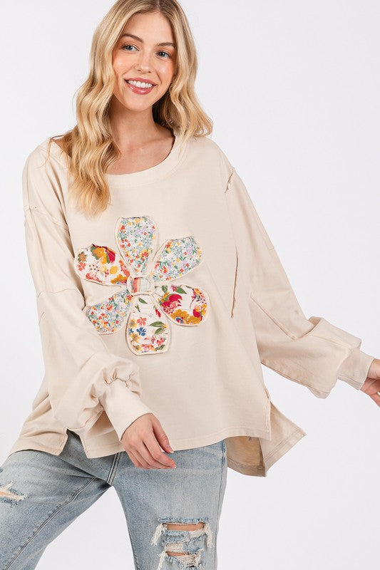 SAGE + FIG Flower Patch Dropped Shoulder Oversize Top - Tigbul's Variety Fashion Shop