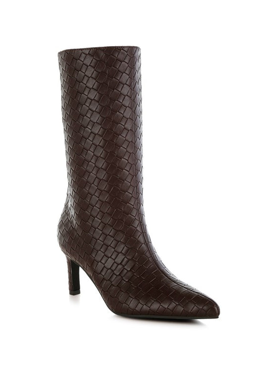 Mentha Woven Faux Leather Boots - Tigbul's Variety Fashion Shop