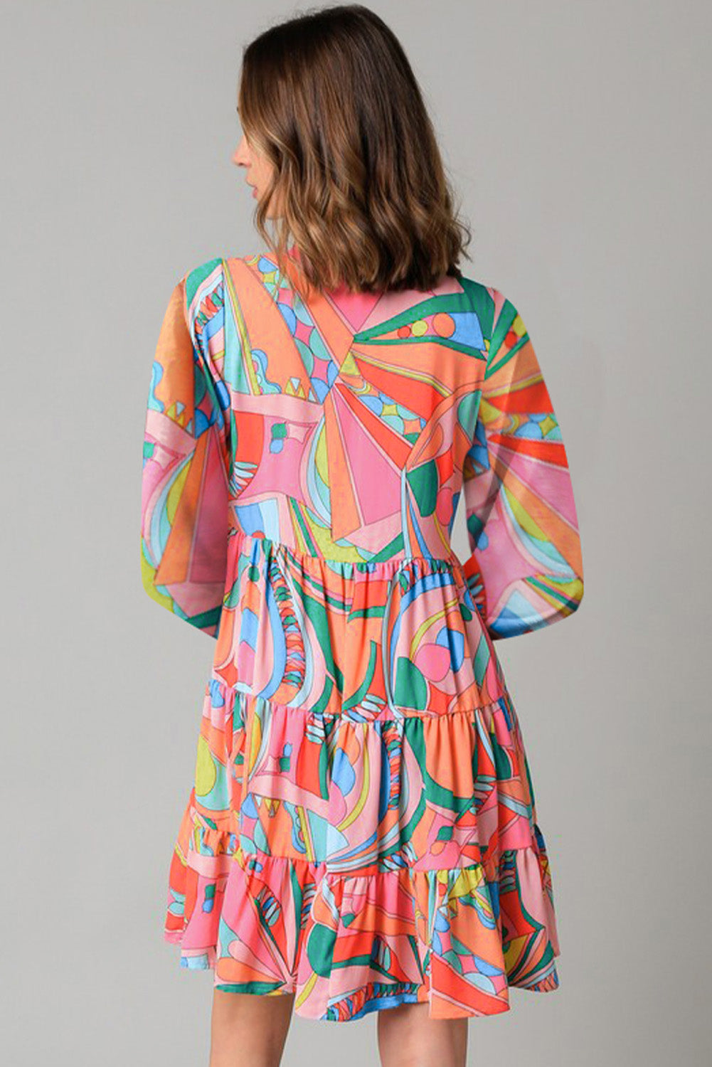 XL Colorful Printed Long Sleeve Mini Dress | Tigbuls Variety