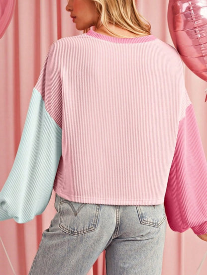 Boho Ribbed Color Block Viscose Drop Shoulder - Tigbul's Variety Fashion Shop