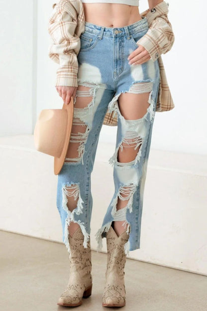 Litz La Frayed Cut Distressed Jeans - Tigbul's Variety Fashion Shop