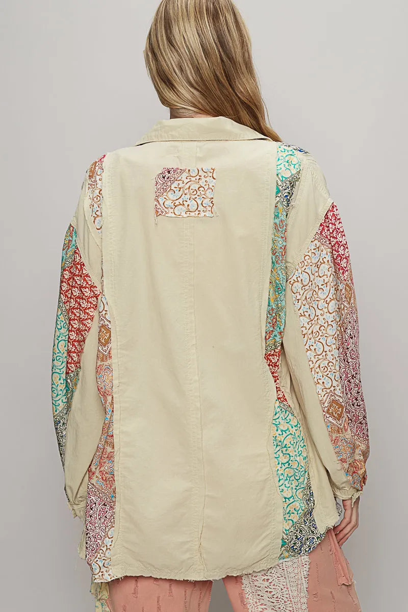 POL Printed Button Up Oversized Shirt - Tigbul's Variety Fashion Shop