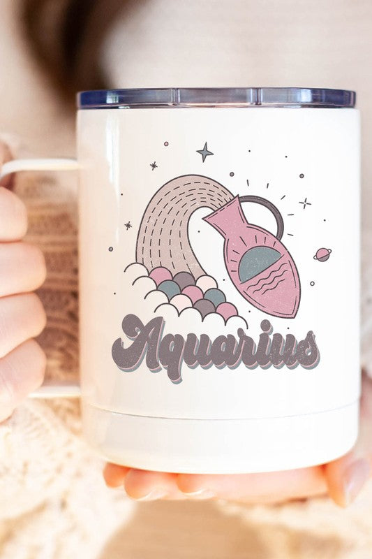 Aquarius Astrological Sign Coffee Travel Cup - Tigbul's Variety Fashion Shop