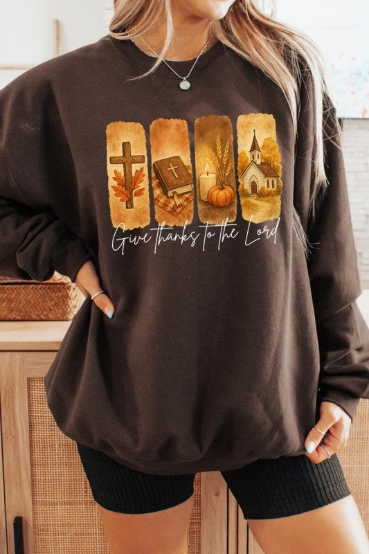 Give Thanks To The Lord Graphic Sweatshirt - Tigbul's Variety Fashion Shop
