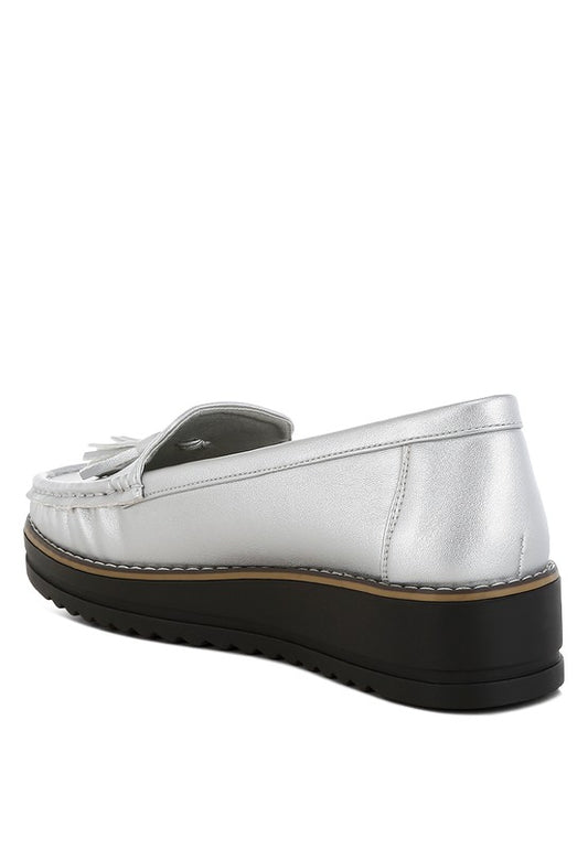 Larana Metallic Tassel Detail Loafers - Tigbul's Variety Fashion Shop