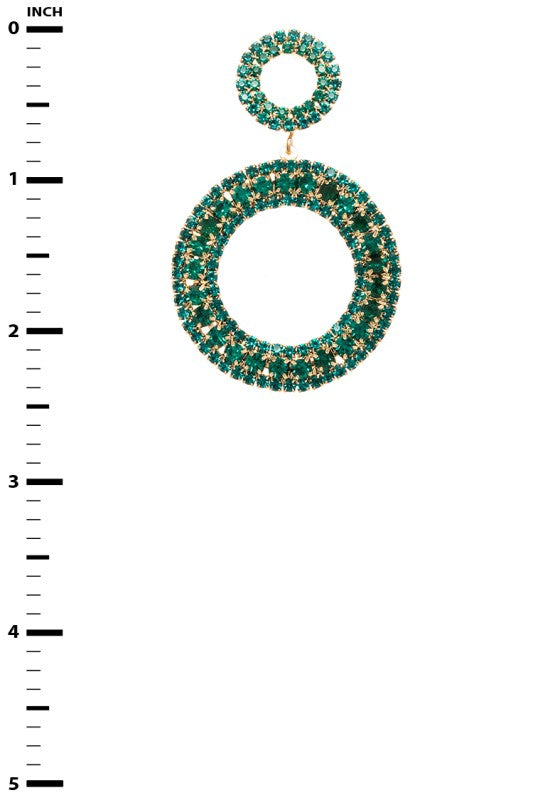 Emerald Green Rhinestone Circle Earrings - Tigbul's Variety Fashion Shop