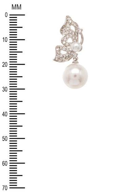 CZ Butterfly Pearl Drop Earrings - Tigbul's Variety Fashion Shop