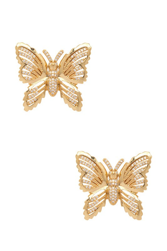CZ Iconic Butterfly Post Back Stud Earrings - Tigbul's Variety Fashion Shop