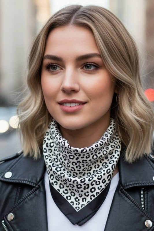 Cheetah Printed Silky Square Bandana Scarf - Tigbul's Variety Fashion Shop