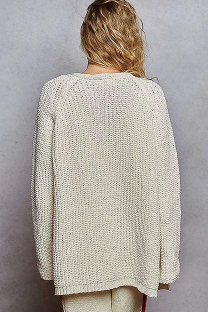 POL Open Front Knit Cardigan with Front Pocket - Tigbul's Variety Fashion Shop