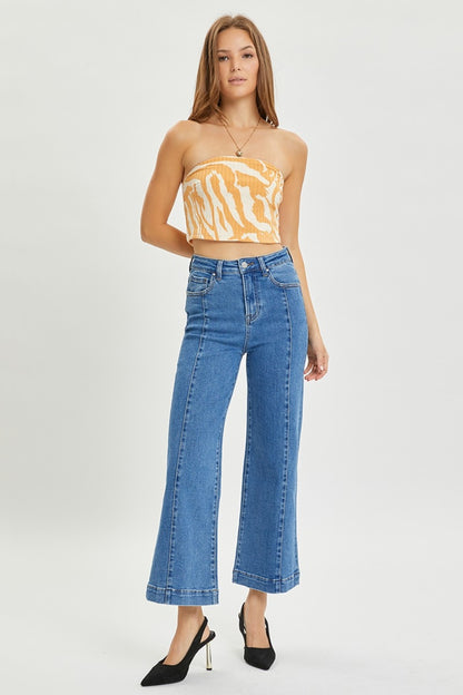 Blue High Rise Wide Leg Jeans - Tigbul's Variety Fashion Shop