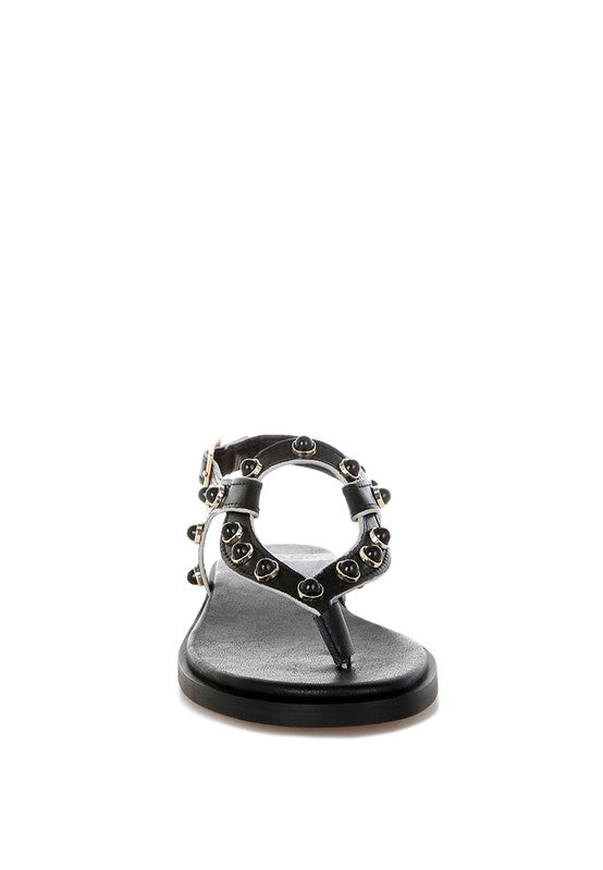 Avens Pearl Rivet Studded Flats - Tigbul's Variety Fashion Shop