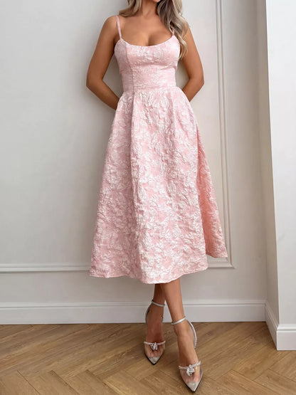 Women's Textured A-Line Spaghetti Strap Midi Dress | Tigbuls Variety