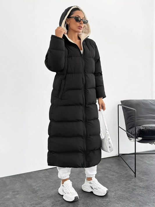 Quilted Hooded Longline Puffer Coat - Tigbul's Variety Fashion Shop