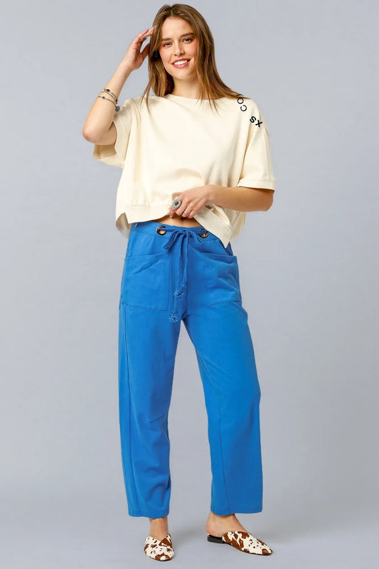 Umgee Drawstring Wide Leg Casual Pants - Tigbul's Variety Fashion Shop