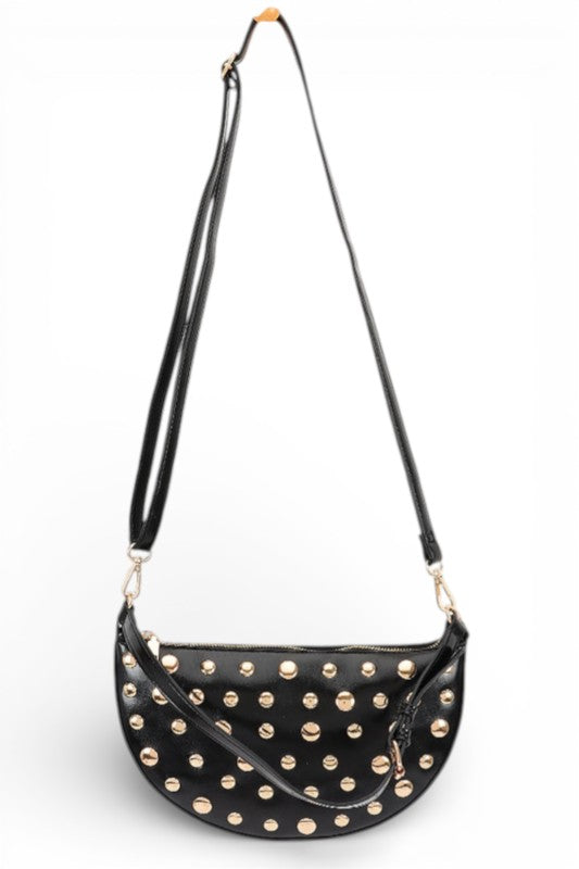 Studded Half Circle Top Handle Convertible Clutch | Tigbuls Variety