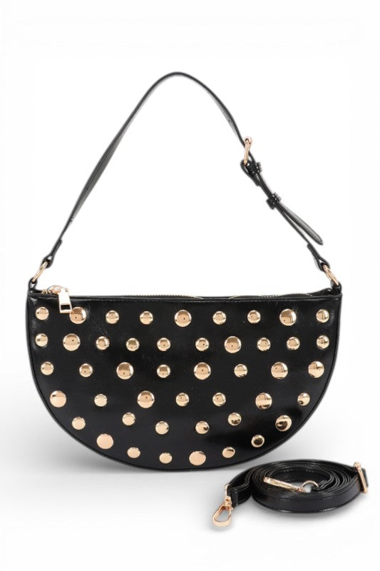 Studded Half Circle Top Handle Convertible Clutch | Tigbuls Variety