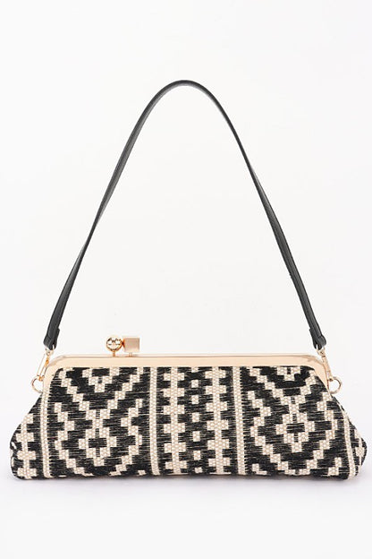 Kiss Lock Convertible Faux Straw Shoulder Bag | Tigbuls Variety