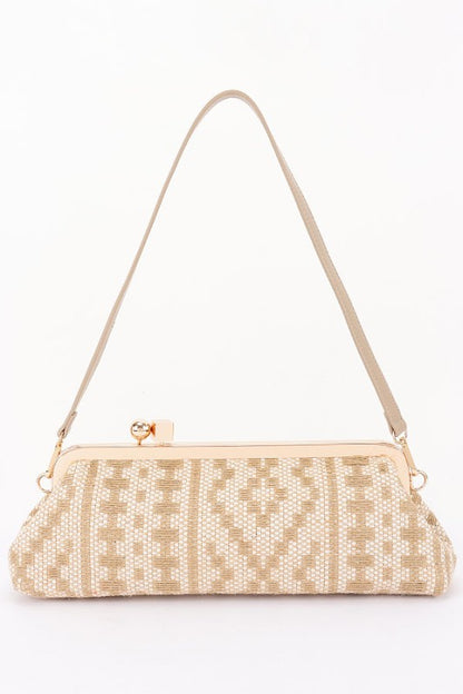 Kiss Lock Convertible Faux Straw Shoulder Bag | Tigbuls Variety