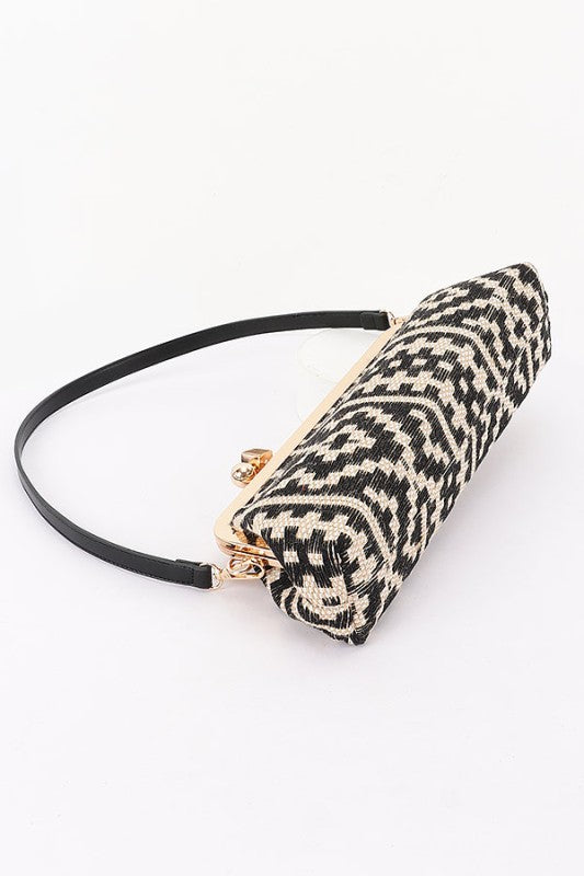 Kiss Lock Convertible Faux Straw Shoulder Bag | Tigbuls Variety