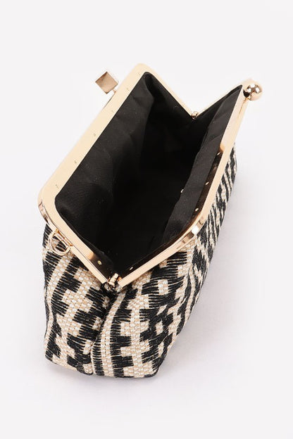 Kiss Lock Convertible Faux Straw Shoulder Bag | Tigbuls Variety