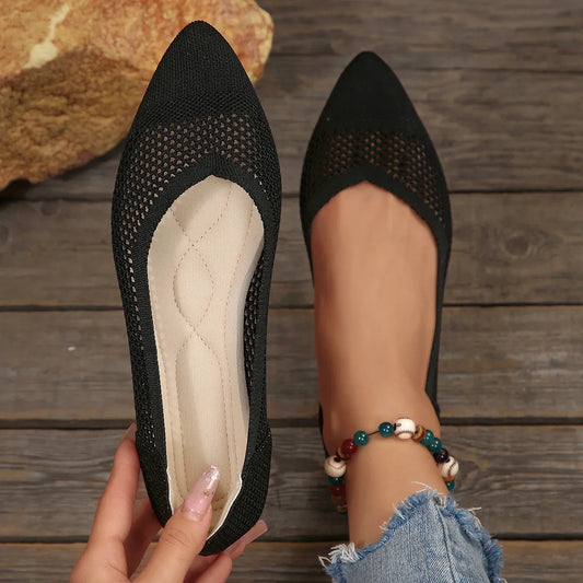 Mesh Point Toe Flat Slip-Ons - Tigbul's Variety Fashion Shop