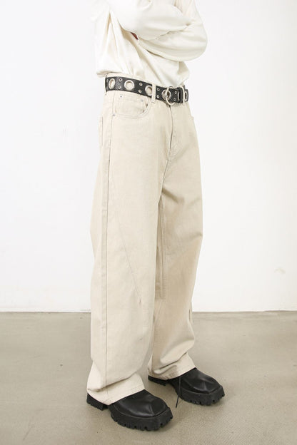 Men's Baggy Beige Jeans with Pockets - Tigbul's Variety Fashion Shop