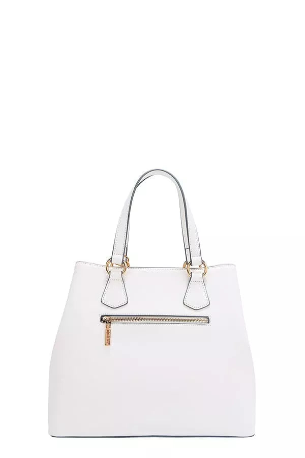 Nicole Lee USA Monogram Pattern Handbag with Rhinestones Decor - Tigbul's Variety Fashion Shop