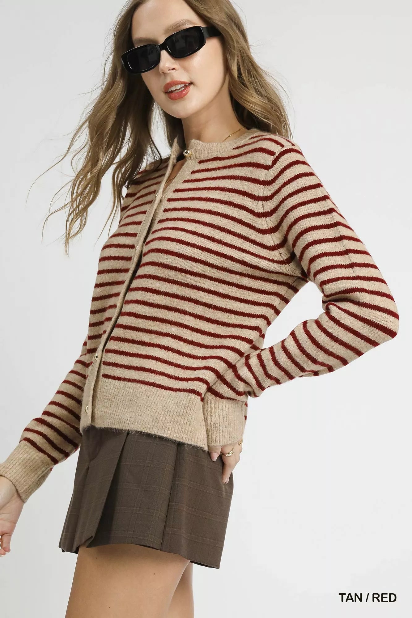 Umgee Striped Button-Up Knit Cardigan - Tigbul's Variety Fashion Shop