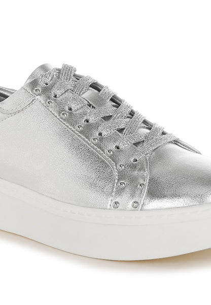 Cincinati Metallic Pleather Chunky Sneakers - Tigbul's Variety Fashion Shop