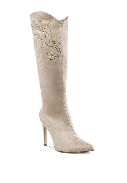 Becks Rhinestone Patterned Calf Boots - Tigbul's Variety Fashion Shop