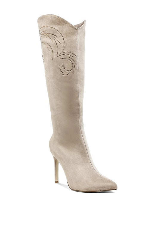 Becks Rhinestone Patterned Calf Boots - Tigbul's Variety Fashion Shop