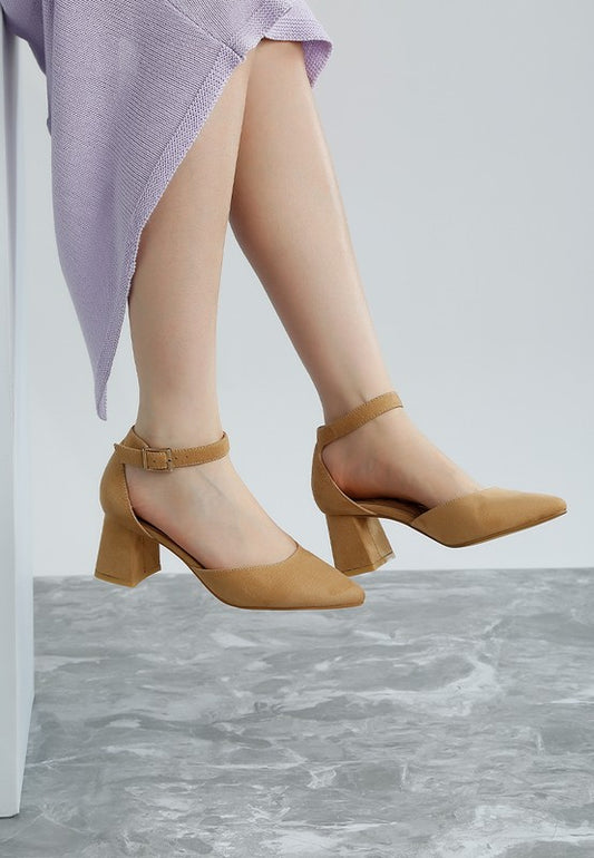 Rozita Microfiber Block Heel Sandals - Tigbul's Variety Fashion Shop