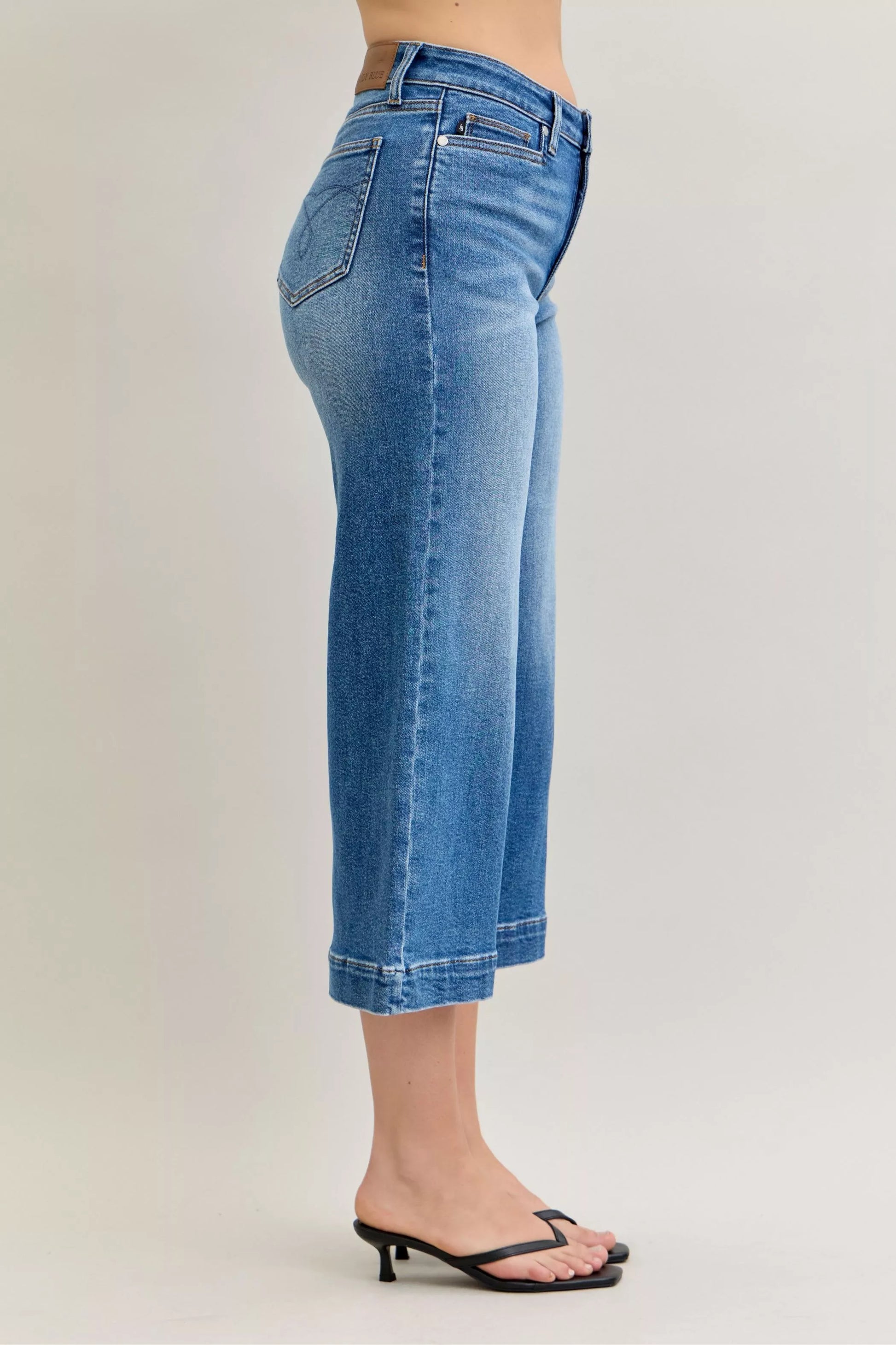 Judy Blue Mid Rise Crop Wide Leg Jeans - Tigbul's Variety Fashion Shop