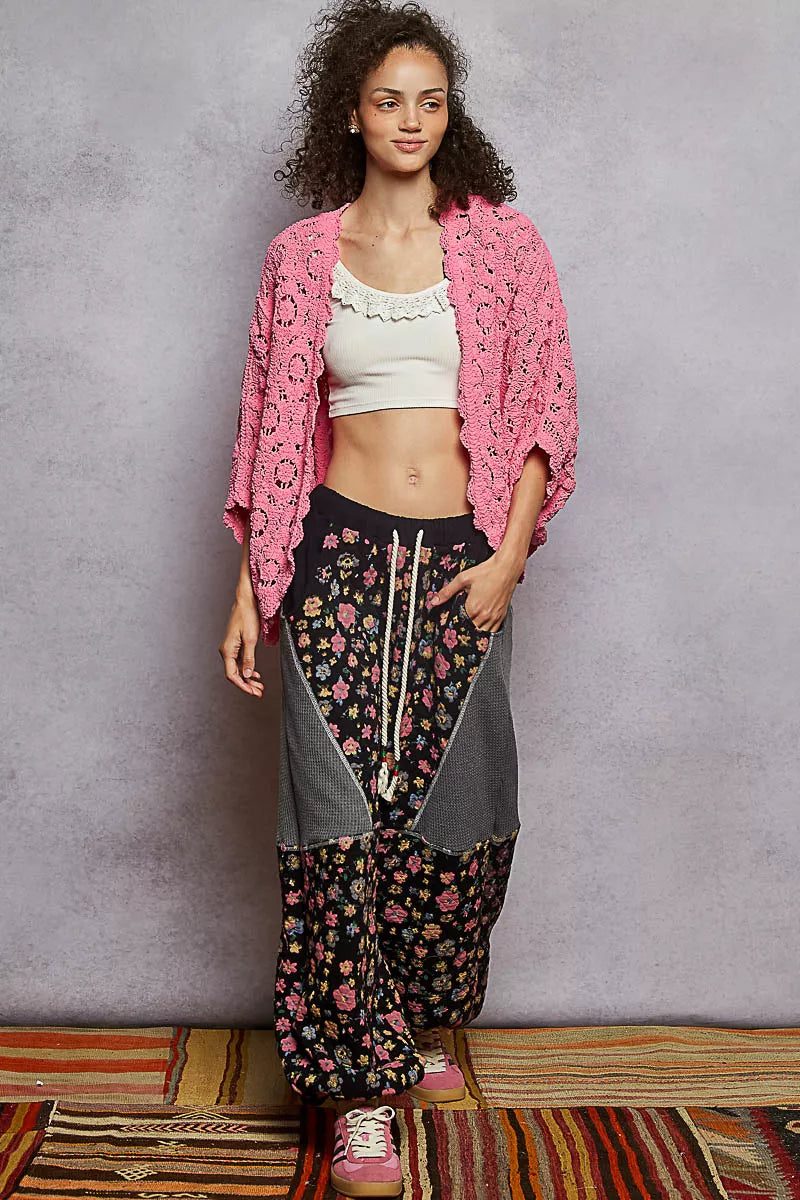 POL Floral Pattern Open Front Cardigan - Tigbul's Variety Fashion Shop