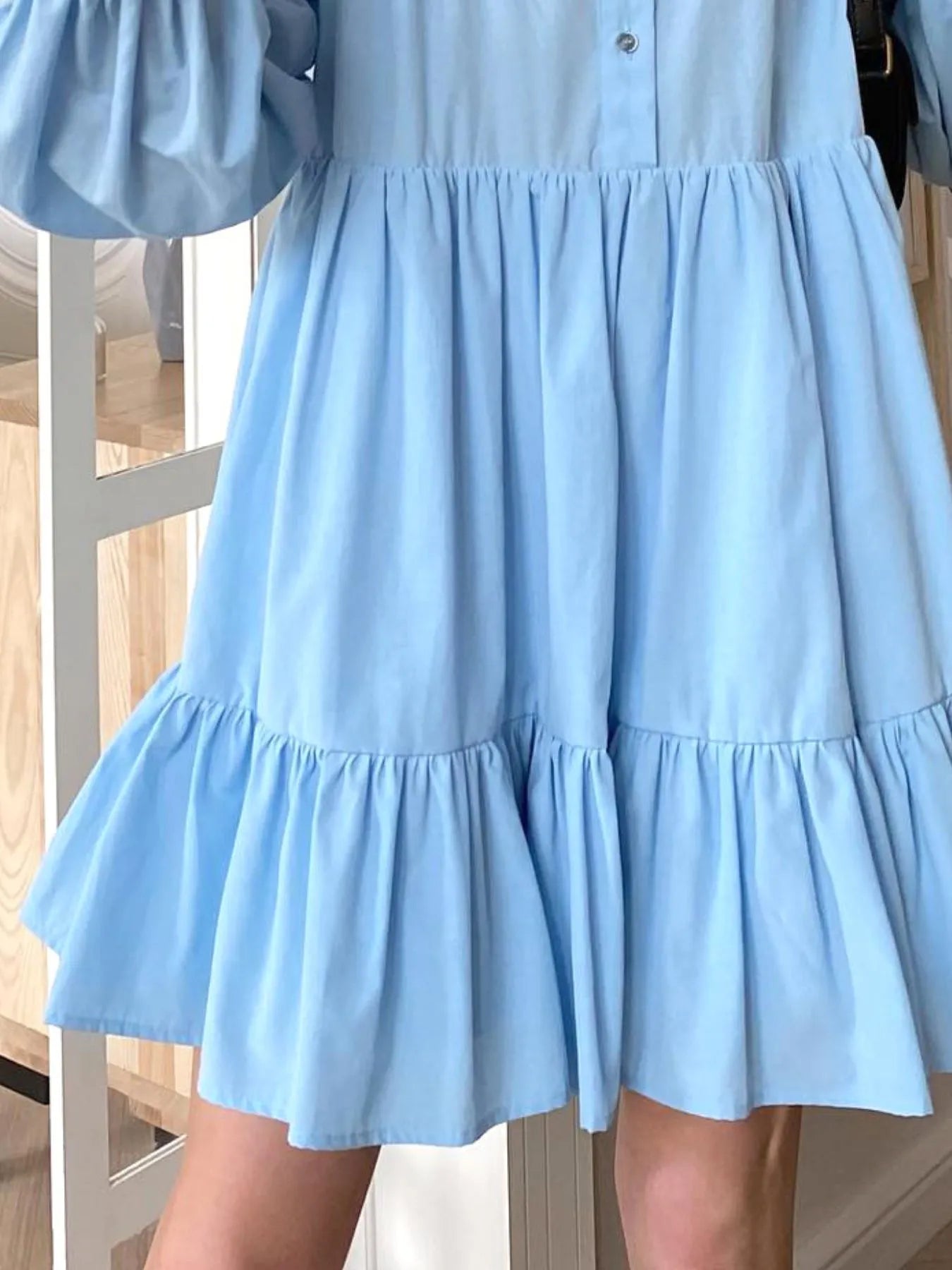 Tiered Long Sleeve Shirt Dress - Tigbul's Variety Fashion Shop