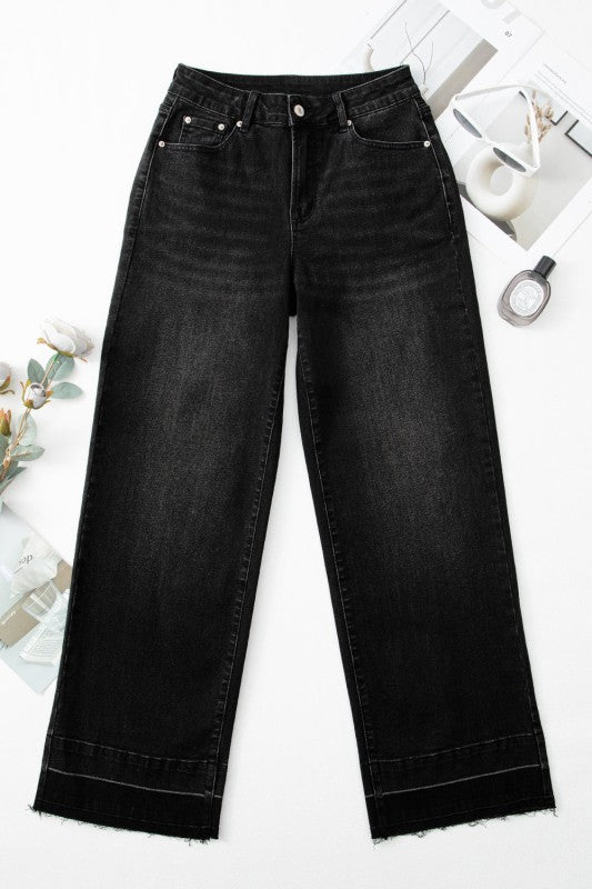 Denim Raw Hem Straight Leg Jeans - Tigbul's Variety Fashion Shop